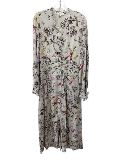Dorothee Schumacher Size M/L Beige, Pink, & Lavender Silk Long Sleeve Midi Dress Beige, Pink, & Lavender / M/L