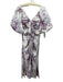 5a7 Cinq a Sept Size 8 Purple, White, Green Polyester Short Puff Sleeve Dress Purple, White, Green / 8