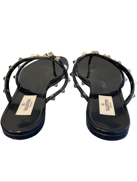 Valentino Garavani Shoe Size 37 Black Manmade Material Thong Strap Flat Shoes