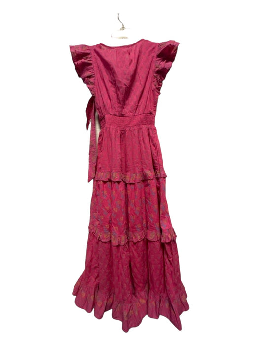 Cleobella Size XS Pink & blue Cotton Flutter Sleeves Elastic Waist Belted Dress Pink & blue / XS