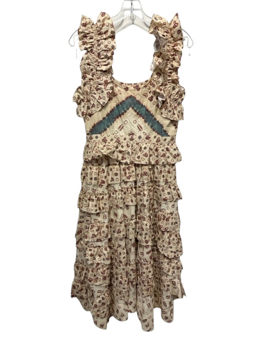 Ulla Johnson Size Est M Beige, Brown & Blue Missing Fabric Tag Sleeveless Dress Beige, Brown & Blue / Est M