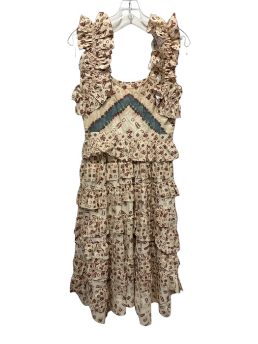 Ulla Johnson Size Est M Beige, Brown & Blue Missing Fabric Tag Sleeveless Dress Beige, Brown & Blue / Est M
