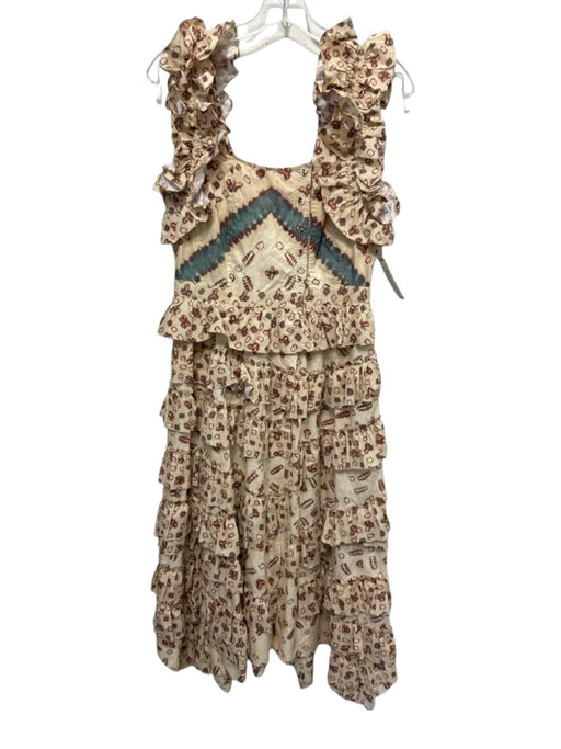 Ulla Johnson Size Est M Beige, Brown & Blue Missing Fabric Tag Sleeveless Dress Beige, Brown & Blue / Est M