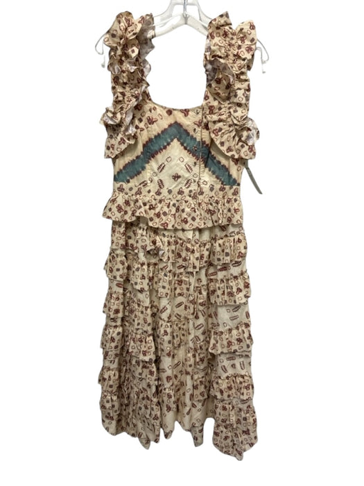 Ulla Johnson Size Est M Beige, Brown & Blue Missing Fabric Tag Sleeveless Dress Beige, Brown & Blue / Est M