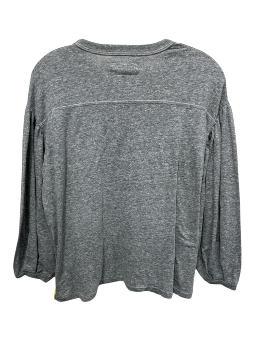 The Great Size 0 Gray Polyester Blend Heathered 3/4 Balloon Sleeve Top Gray / 0