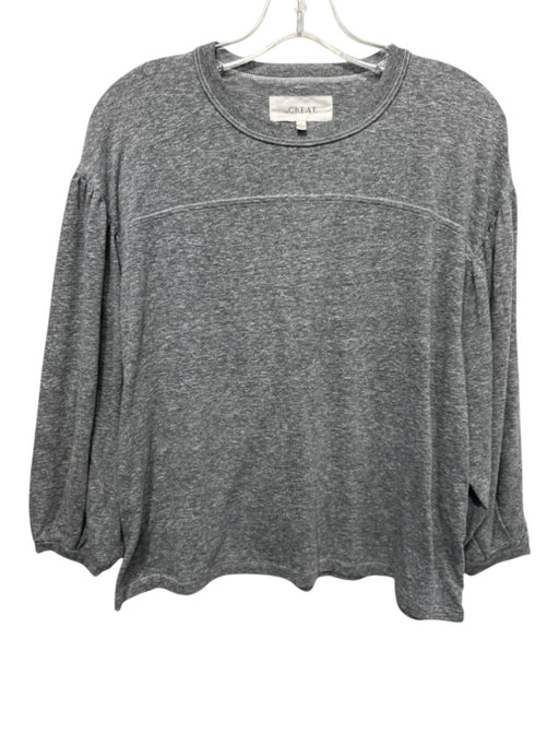 The Great Size 0 Gray Polyester Blend Heathered 3/4 Balloon Sleeve Top Gray / 0