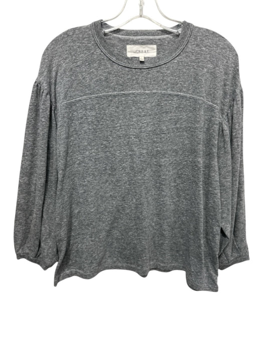 The Great Size 0 Gray Polyester Blend Heathered 3/4 Balloon Sleeve Top Gray / 0