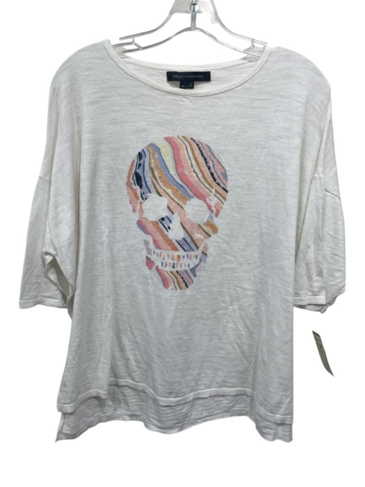 Skull Cashmere Size XS White & Multi Cotton Knit Graphic Skull 1/2 sleeve Top White & Multi / XS