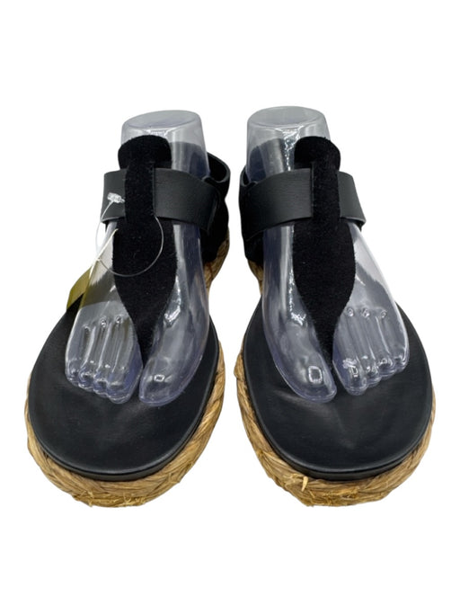 Pedro Garcia Shoe Size 38 Black & Beige Leather Upper Braided Detail Sandals Black & Beige / 38