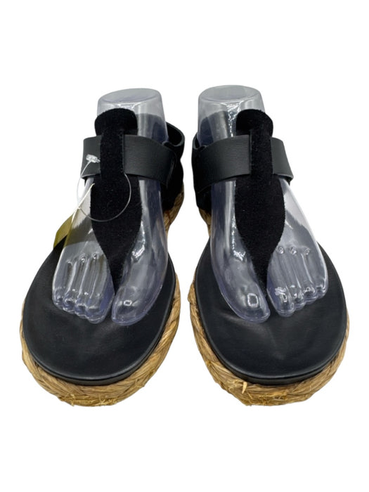Pedro Garcia Shoe Size 38 Black & Beige Leather Upper Braided Detail Sandals Black & Beige / 38