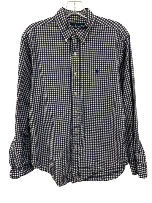 Polo Ralph Lauren Size M Blue & White Cotton Gingham Men's Long Sleeve Shirt Blue & White / M