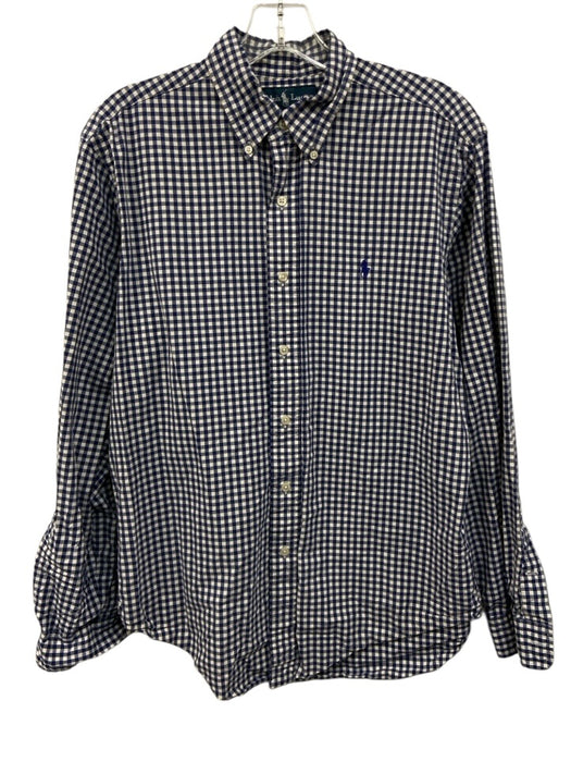 Polo Ralph Lauren Size M Blue & White Cotton Gingham Men's Long Sleeve Shirt Blue & White / M