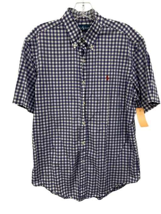 Polo Ralph Lauren Size M Blue & White Cotton Gingham Men's Short Sleeve Shirt Blue & White / M