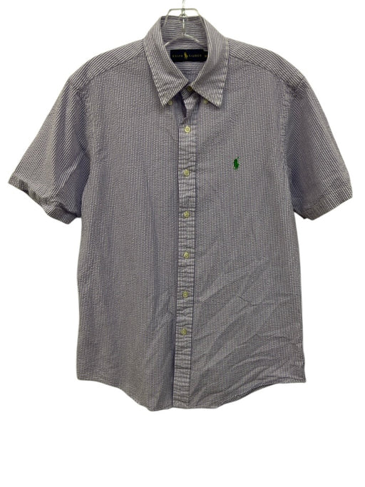 Polo Ralph Lauren Size M Purple & White Cotton Striped Men's Short Sleeve Shirt Purple & White / M