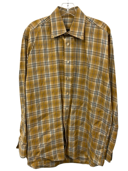 Burberry Size M Orange & Multi Cotton Plaid Button Down Men's Long Sleeve Shirt Orange & Multi / M