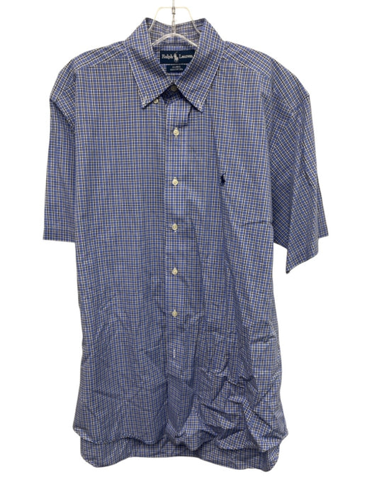 Polo Ralph Lauren Size M Blue & Multi Cotton Grid Button Down Short Sleeve Shirt Blue & Multi / M