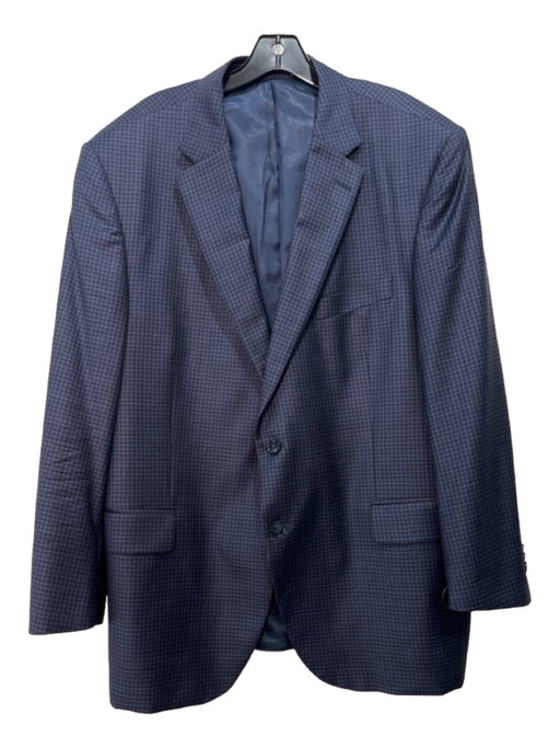 Peter Millar Blue & Navy Wool Blend Plaid 2 Button Men's Blazer 46