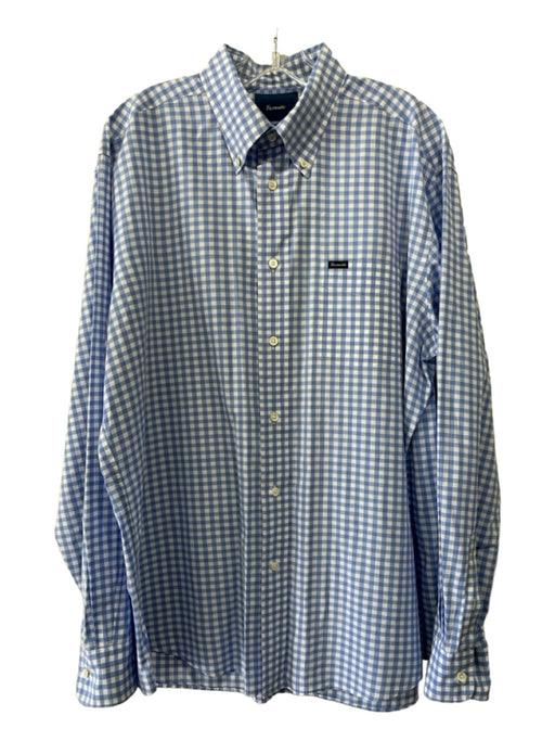 Facconable Size XL Light Blue & White Cotton Gingham Men's Long Sleeve Shirt XL
