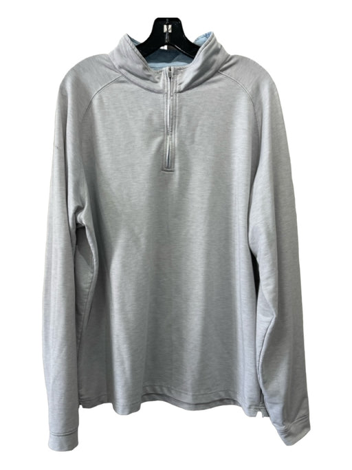 Peter Millar Size XL Light Gray Synthetic Solid Quarter Zip Long Sleeve Shirt XL