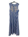 Iconique Size 2XL Blue & White Cotton Striped Embellished Sleeveless Maxi Dress Blue & White / 2XL
