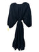 Apiece Apart Size 2XL Black Linen round split neck 1/2 Puff Sleeve Dress Black / 2XL
