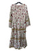 Jude Connally Size XL White & Burgundy Cotton Tassels Floral Maxi Dress White & Burgundy / XL