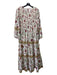 Jude Connally Size XL White & Burgundy Cotton Tassels Floral Maxi Dress White & Burgundy / XL