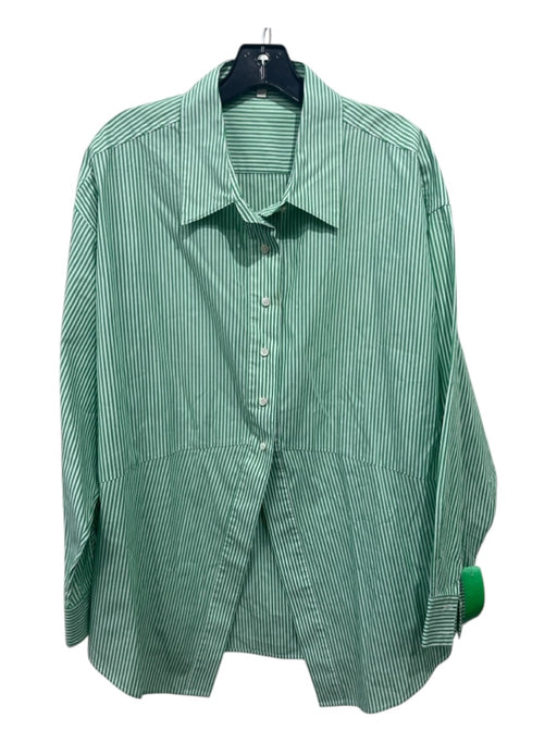 Favorite Daughter Size XL Green & White Cotton Button Down Long Sleeve Top Green & White / XL