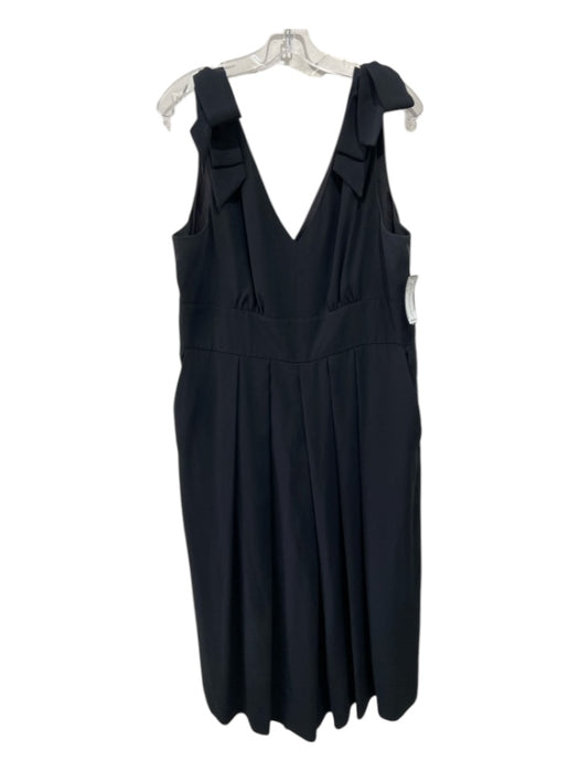 J Crew Size XL Black Triacetate Blend Sleeveless Tie Straps Pleated Jumpsuit Black / XL