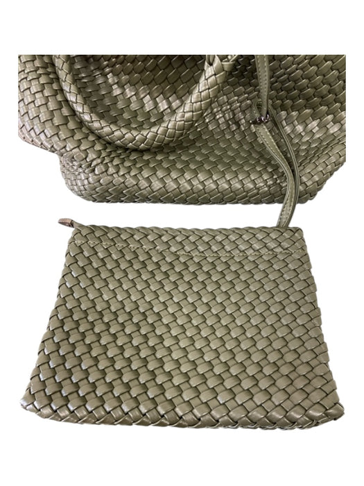 Rachel Zoe Green Leather Woven Two Handles Wristlet Incl Bag Green / M