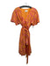 Tanya Taylor Size L/XL Orange & Pink Viscose & Silk Ruffle Floral Print Dress Orange & Pink / L/XL