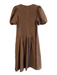 Hyacinth House Size M Brown Tencel Blend Back Zip Round Neck Pleated Dress Brown / M