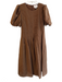 Hyacinth House Size M Brown Tencel Blend Back Zip Round Neck Pleated Dress Brown / M