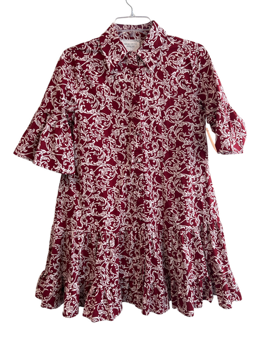 Hyacinth House Size S Red Cotton & Spandex Collared Floral Button Down Dress Red / S