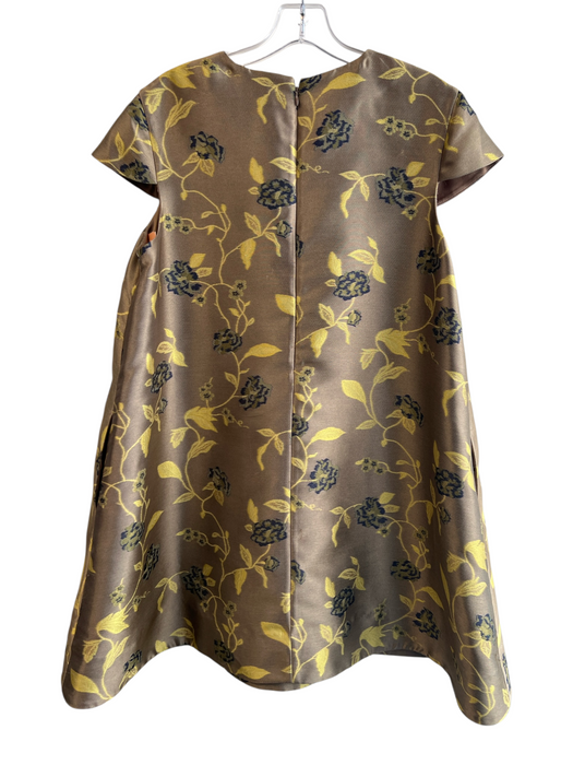 Staud Size 8 Brown Polyester Round Neck Floral Back Zip Below knee Dress Brown / 8