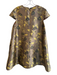 Staud Size 8 Brown Polyester Round Neck Floral Back Zip Below knee Dress Brown / 8