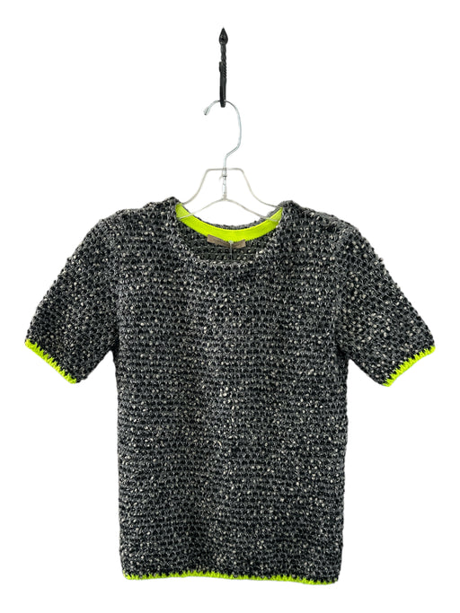Christopher Kane Size XS Neon Yellow Virgin Wool Blend Short Sleeve Knit Sweater Neon Yellow / XS