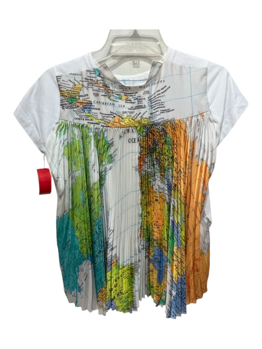 Sacai Size Est XS White & Multi T Shirt Map pleats Top White & Multi / Est XS