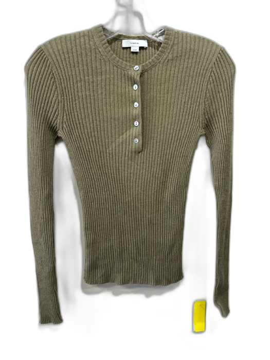 Vince Size XS Olive Cashmere Blend Knit Ribbed Long Sleeve Top Sweater Olive / XS