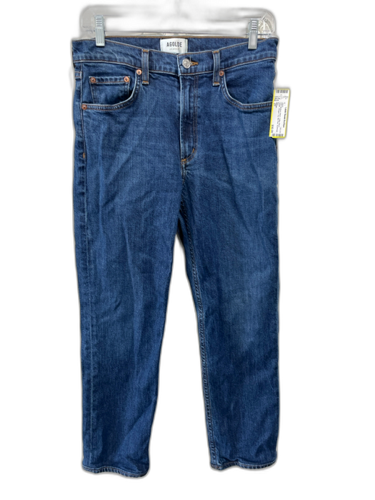 Agolde Size 27 Dark Medium Wash Cotton Blend Denim Straight Leg Mid Rise Jeans Dark Medium Wash / 27