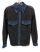 Veronica Beard Size 2 Medium Wash & Black Cotton Denim Snap Button Front Top Medium Wash & Black / 2