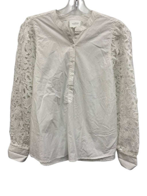 Sundays by WeAreSundays Size XS White Cotton Long Balloon Sleeve 1/2 Button Top White / XS