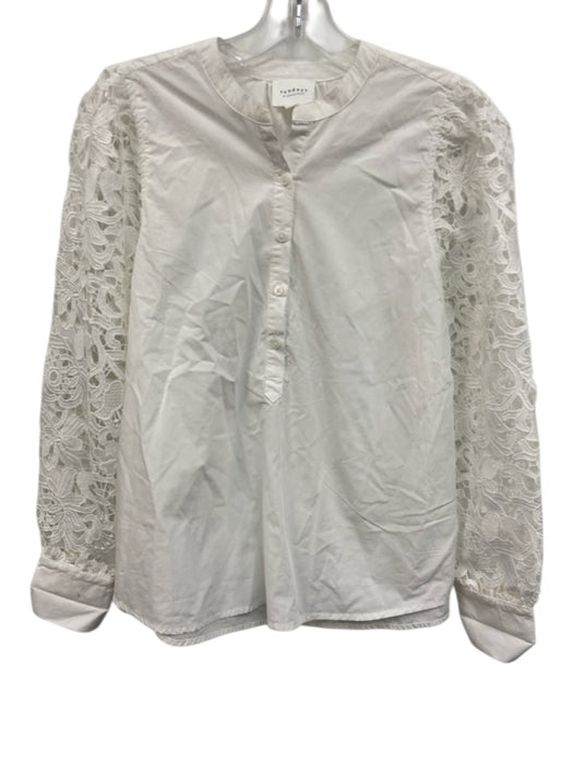 Sundays by WeAreSundays Size XS White Cotton Long Balloon Sleeve 1/2 Button Top White / XS