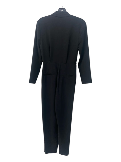 A.L.C. Size 4 Black Polyester Pleated Long Sleeve Zip Straight Jumpsuit Black / 4