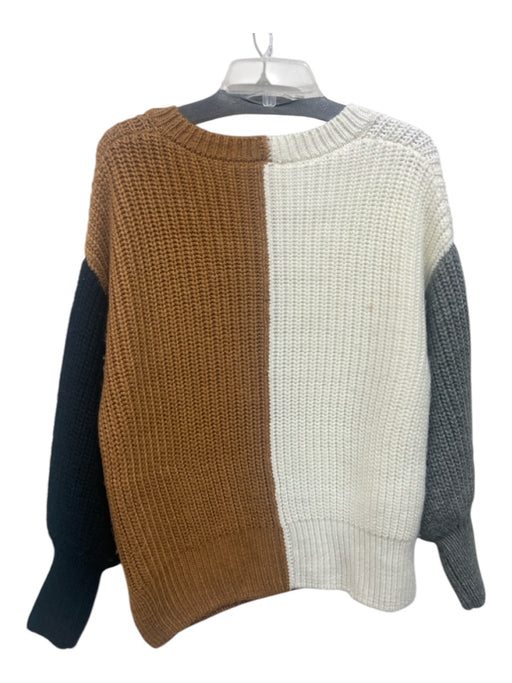 5a7 Cinq a Sept Size XS Cream, Brown & Black Acrylic Rib Knit Colorblock Top Cream, Brown & Black / XS