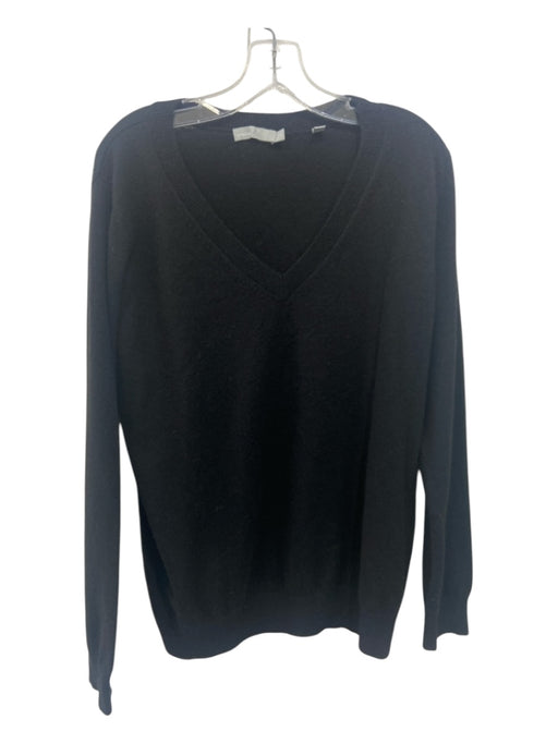 Vince Size M Black Cashmere V Neck Long Sleeve Top Black / M