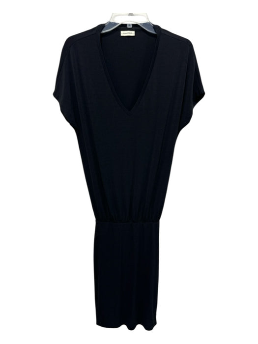 By Malene Birger Size XS Black V Neck Short Cap Sleeve Gathered Waist Dress Black / XS