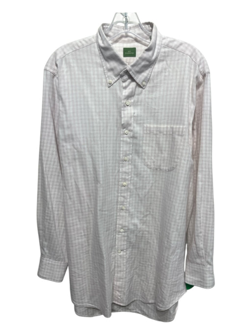 Sid Mashburn Size L Pink & White Cotton Plaid Flannel Men's Long Sleeve Shirt Pink & White / L