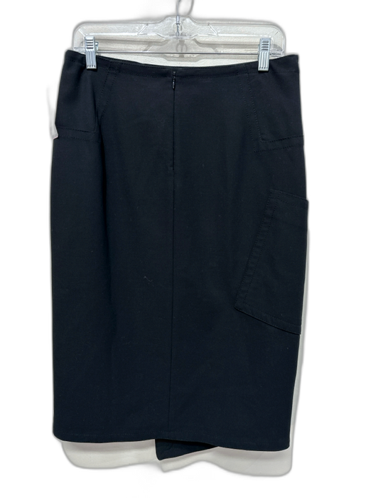 Tibi Size L Black Polyester Back Zip Paneled Side Pocket Pencil Skirt Black / L