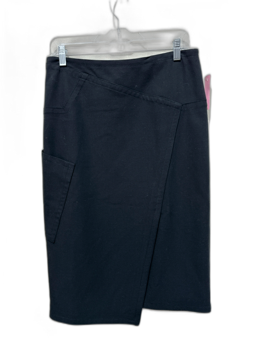 Tibi Size L Black Polyester Back Zip Paneled Side Pocket Pencil Skirt Black / L